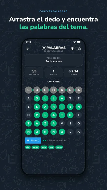 Swipe to find the words of the theme